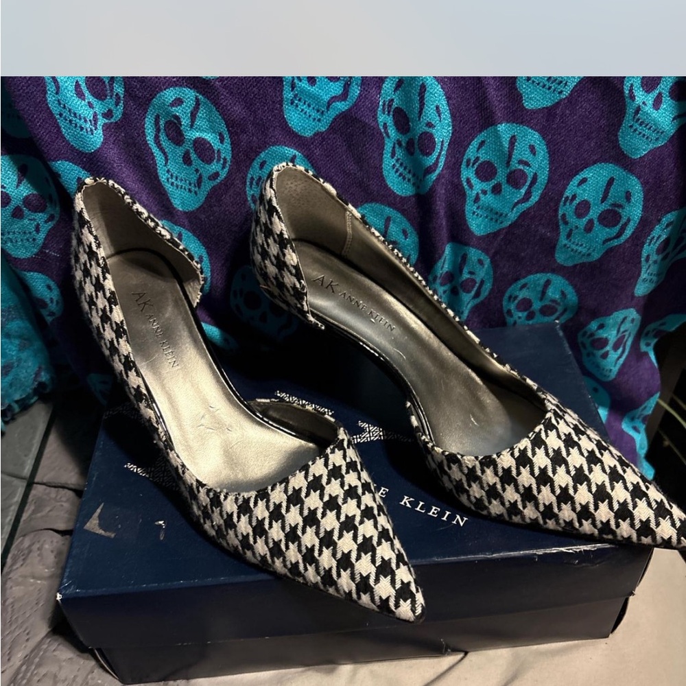 Anne Klein Houndstooth Heels in Black and White